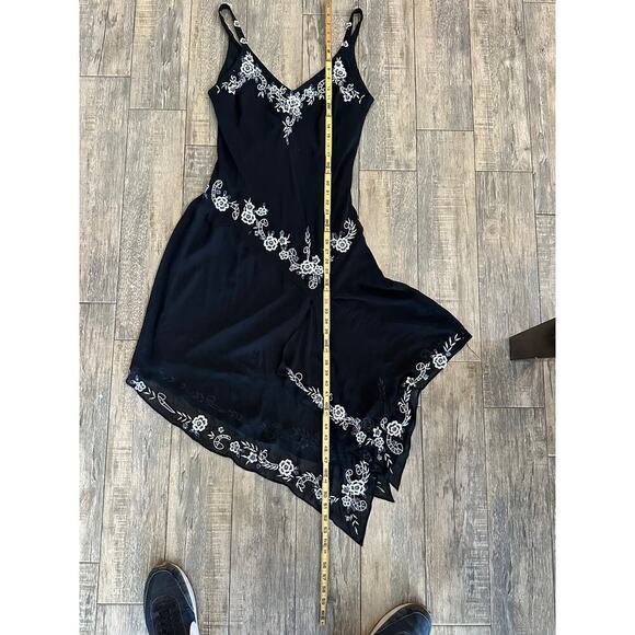 R&M Richards Women's Black Floral Embroidery Asymmetric sequinDress Size 14 - Picture 11 of 15